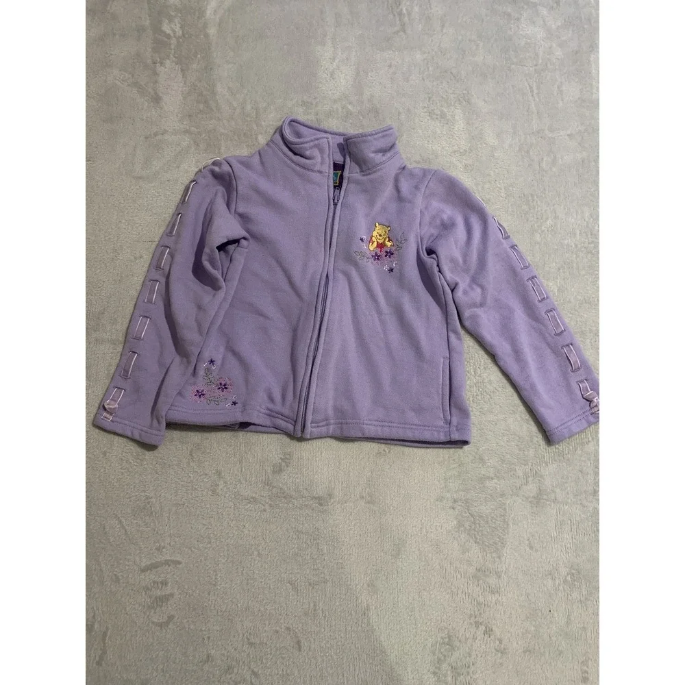 Vintage Disney Winnie The Pooh Girl Hundred Acre Zip Up Jacket Purple Size 6 Y2K